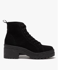 GEMO Tennis femme mid-cut en toile unie à talon et semelle crantée noir vif