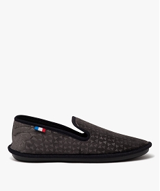 GEMO Chaussons homme pantoufles unies en velours ras à motif graphique gris standard