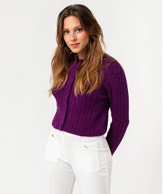 GEMO Gilet court en maille ajourée femme Violet