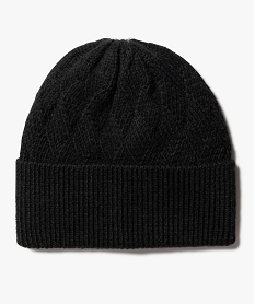 GEMO Bonnet à torsades modernes et revers femme noir standard