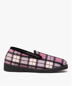 GEMO Chaussons femme pantoufles à carreaux intérieur en laine rose standard
