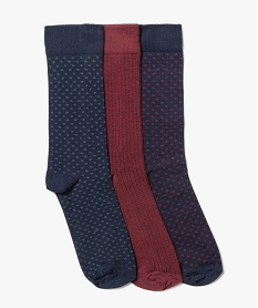 GEMO Chaussettes hautes à pois homme (lot de 3) Bleu