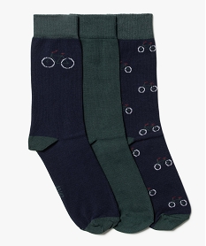 chaussettes hautes a motifs velos homme (lot de 3) bleuJ413301_1