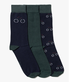 GEMO Chaussettes hautes à motifs vélos homme (lot de 3) Bleu