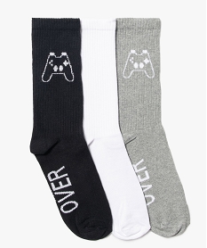 GEMO Chaussettes hautes motif jeu vidéo homme (lot de 3) gris standard