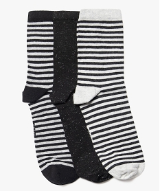 chaussettes tige haute a details pailletes femme (lot de 3 paires) gris standard chaussettesJ413801_1