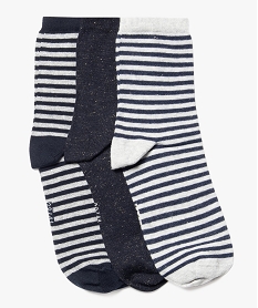 chaussettes tige haute a details pailletes femme (lot de 3 paires) bleuJ413901_1