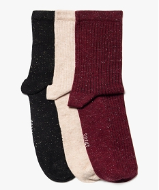 chaussettes tige haute en maille cotelee et pailletee femme (lot de 3 paires) noir standard chaussettesJ414001_1