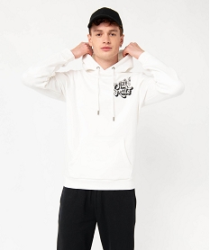 GEMO Sweat à capuche molletonné homme Blanc