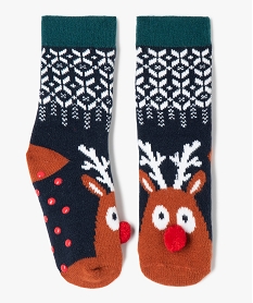 GEMO Chaussettes d’intérieur motif Noël garçon bleu standard