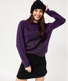 GEMO Sweat molletonné avec motifs pailleté femme - Wednesday Violet