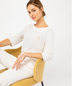 GEMO Tee-shirt à manches 34 et col bateau femme - LuluCastagnette Beige