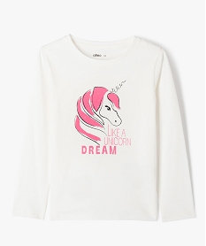 GEMO Tee-shirt à manches longues avec motif fille Beige