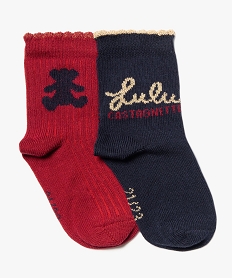 GEMO Chaussettes fantaisie avec paillettes bébé fille (lot de 2) - LuluCastagnette Bleu