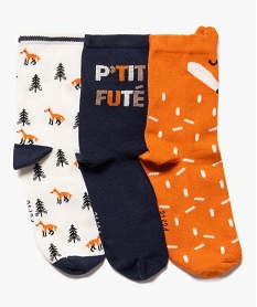 GEMO Chaussettes hautes avec motifs renard sur la tige garçon (lot de 3) orange standard