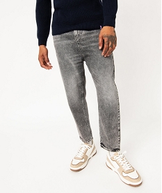 GEMO Jean cropped en denim délavé homme gris standard