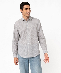 GEMO Chemise manches longues imprimée coupe droite homme blanc standard