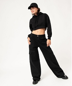 GEMO Sweat à capuche coupe courte femme Noir