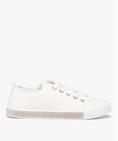GEMO Baskets femme unies style rétro avec semelle à strass blanc standard