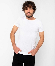 GEMO Tee-shirt homme à manches courtes et col rond en coton biologique (lot de 2) Blanc
