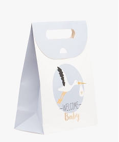 sac cadeau bebe garcon avec motif cigogne en papier recycle bleu standardJ427701_1