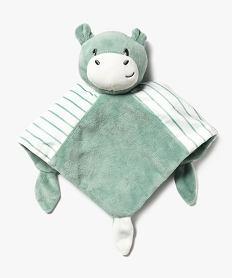 doudou plat avec tete d’hippopotame bebe vert standardJ427801_1