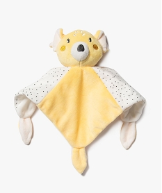 GEMO Doudou plat avec tête d’ours bébé jaune standard