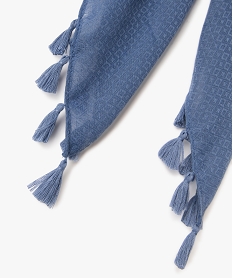 foulard femme uni en maille texturee et finitions pompons bleu standard autres accessoiresJ446501_2