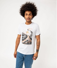 GEMO Tee-shirt manches courtes en coton imprimé homme - Roadsign Blanc