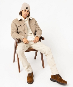 GEMO Pull col châle en maille torsadée homme blanc chine
