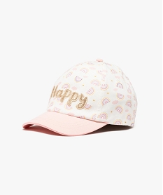 GEMO Casquette imprimée arc-en-ciel fille Blanc