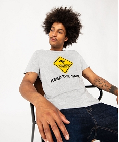 GEMO Tee-shirt manches courtes en coton imprimé homme - Roadsign Gris