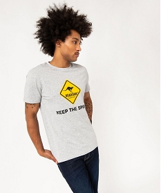 tee-shirt manches courtes en coton imprime homme - roadsign grisJ452601_2