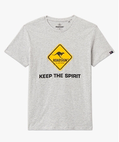 tee-shirt manches courtes en coton imprime homme - roadsign grisJ452601_4