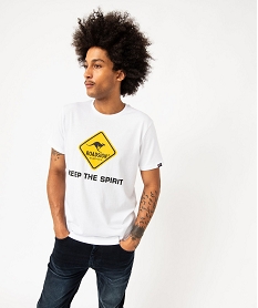 GEMO Tee-shirt manches courtes en coton imprimé homme - Roadsign blanc standard