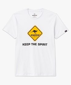 tee-shirt manches courtes en coton imprime homme - roadsign blancJ452701_4