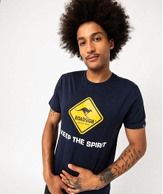 tee-shirt manches courtes en coton imprime homme - roadsign bleuJ452801_2