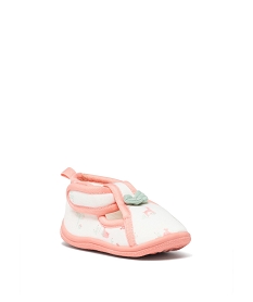chaussons imprimes animaux a scratch bebe roseJ453001_2