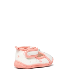 chaussons imprimes animaux a scratch bebe roseJ453001_4