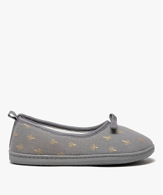 GEMO Chaussons femme ballerines fourrées à motifs gris standard