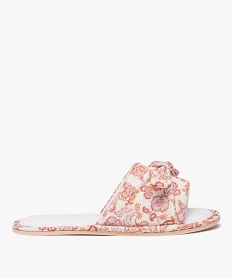 GEMO Chaussons femme mules à motif avec noeud fantaisie Rose