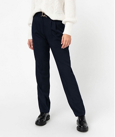 pantalon en toile avec ceinture a boucle fantaisie femme bleuJ453901_1