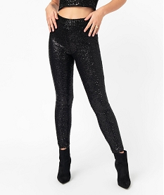 GEMO Pantalon à sequins coupe Slim femme Noir