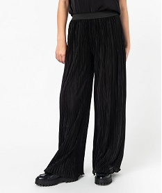 GEMO Pantalon de soirée plissé brillant femme Noir