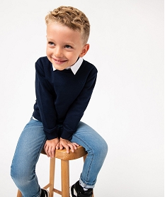 GEMO Sweat uni avec broderie poitrine garçon navy