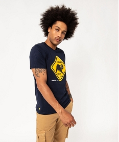 GEMO Tee-shirt manches courtes imprimé homme - Roadsign Bleu