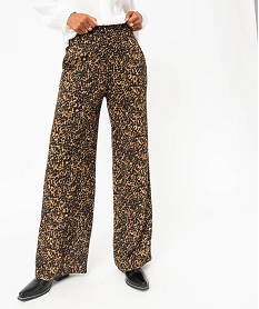 GEMO Pantalon large imprimé en maille texturée femme Imprimé