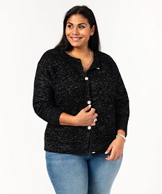 GEMO Gilet pailleté à boutons fantaisie femme grande taille Noir