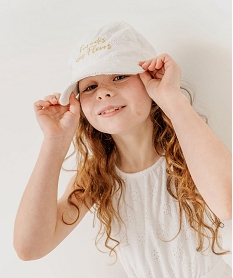 GEMO Casquette en coton avec broderie anglaise fille blanc standard