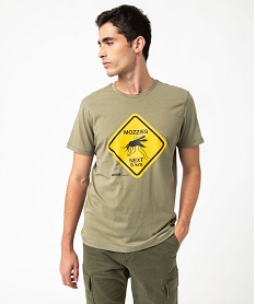 GEMO Tee-shirt manches courtes imprimé homme - Roadsign Vert